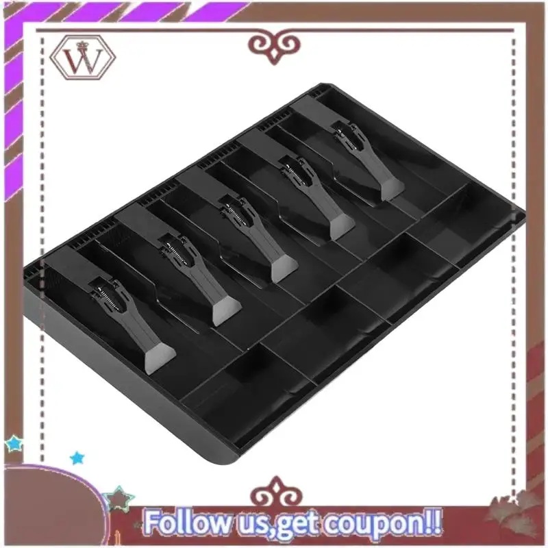 ABBG-1 PCS Лоток для наличных, лоток для вставки ящика для кассового аппарата, черный прочный футляр для хранения денег из АБС-пластика, 5 купюр и 4 отделения для монет