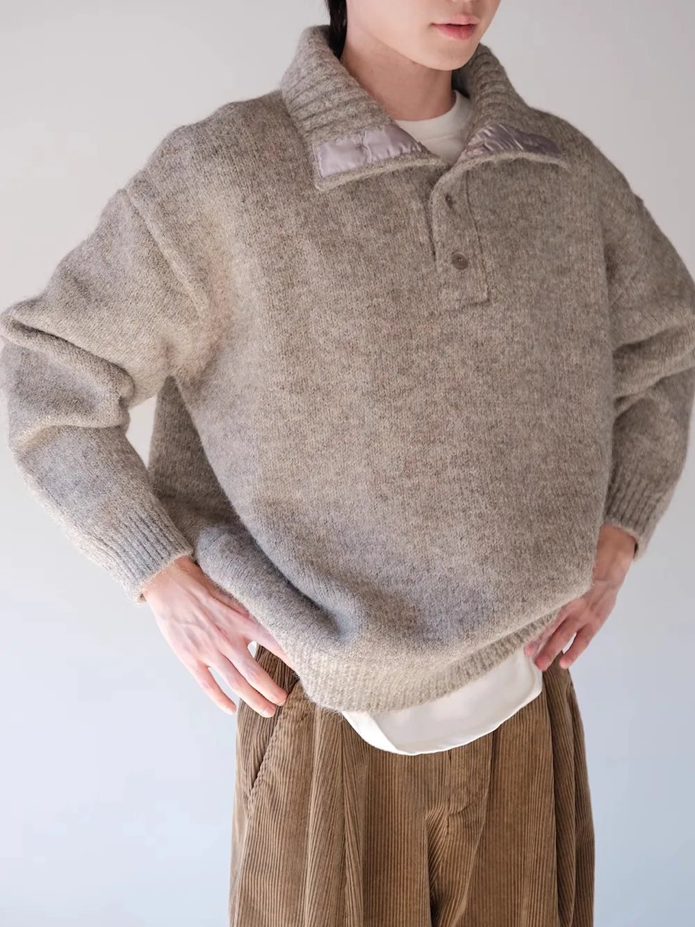 

Men's Winter Knitted Button-Up Sweater Loose Fit Stand Collar Lazy Cardigan Warm Thermal Outerwear Casual Sle Long Sve