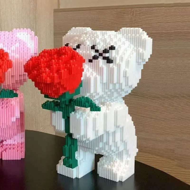 

Cute Bear Flower Delivery Building Blocks Toy for Children Educational Fun Playset