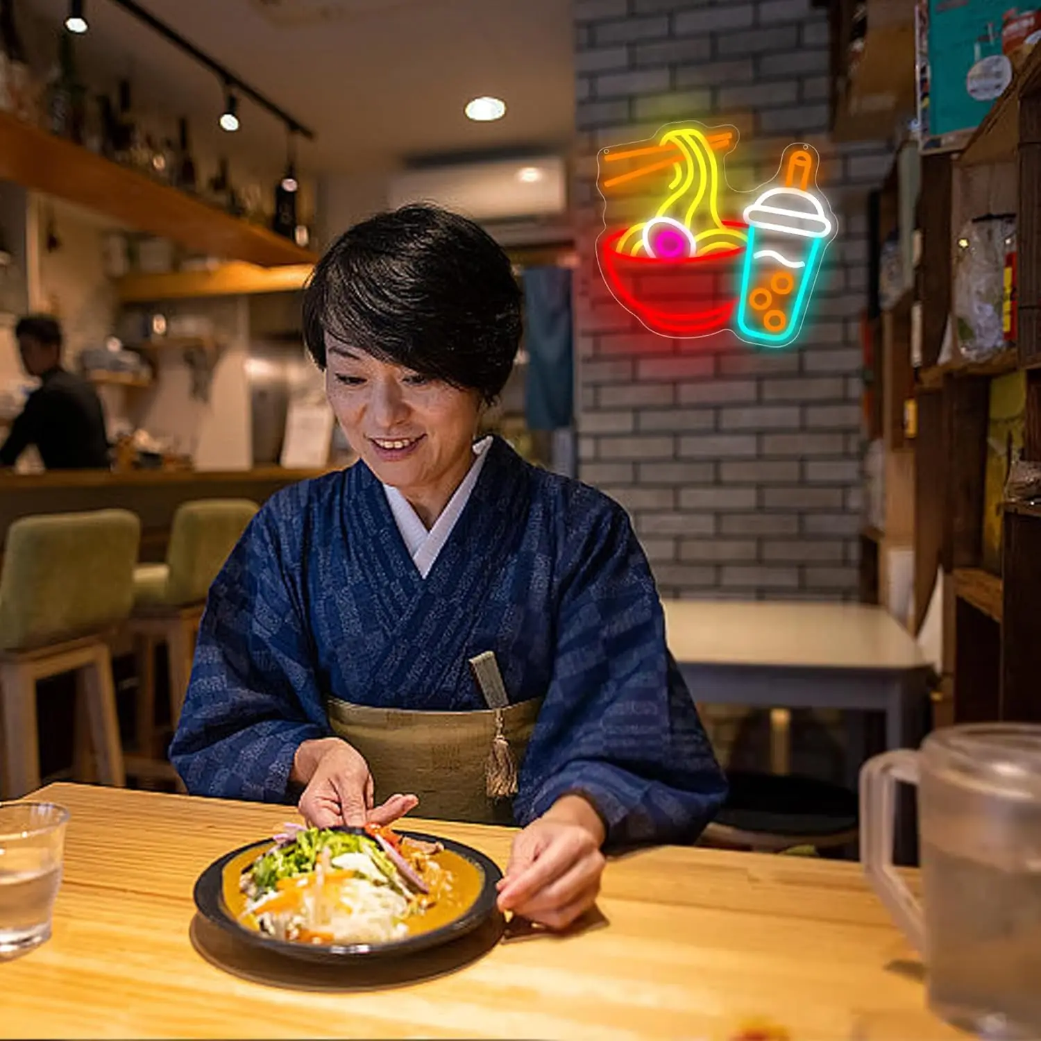 Ramen Neon Sign USB Dimmable Noodles Neon Light for Kitchen Restaurant Bar Juice Shop Japanese  Market LED Wall Art Decor