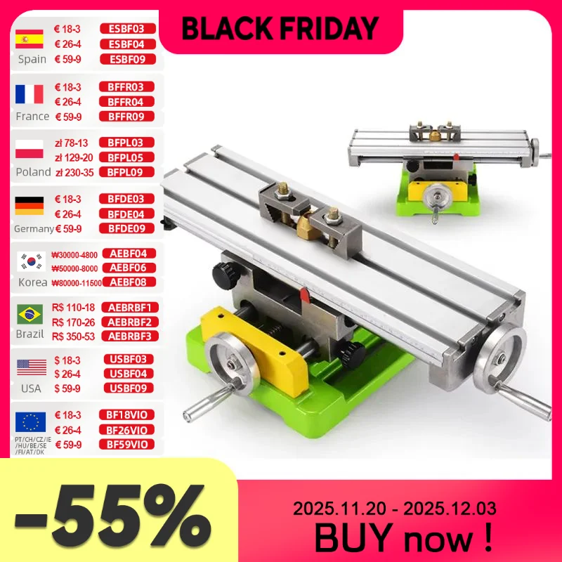 

ALLSOME MINIQ Multifunction Drill Vise Fixture Working Table Mini Precision Milling Machine Worktable