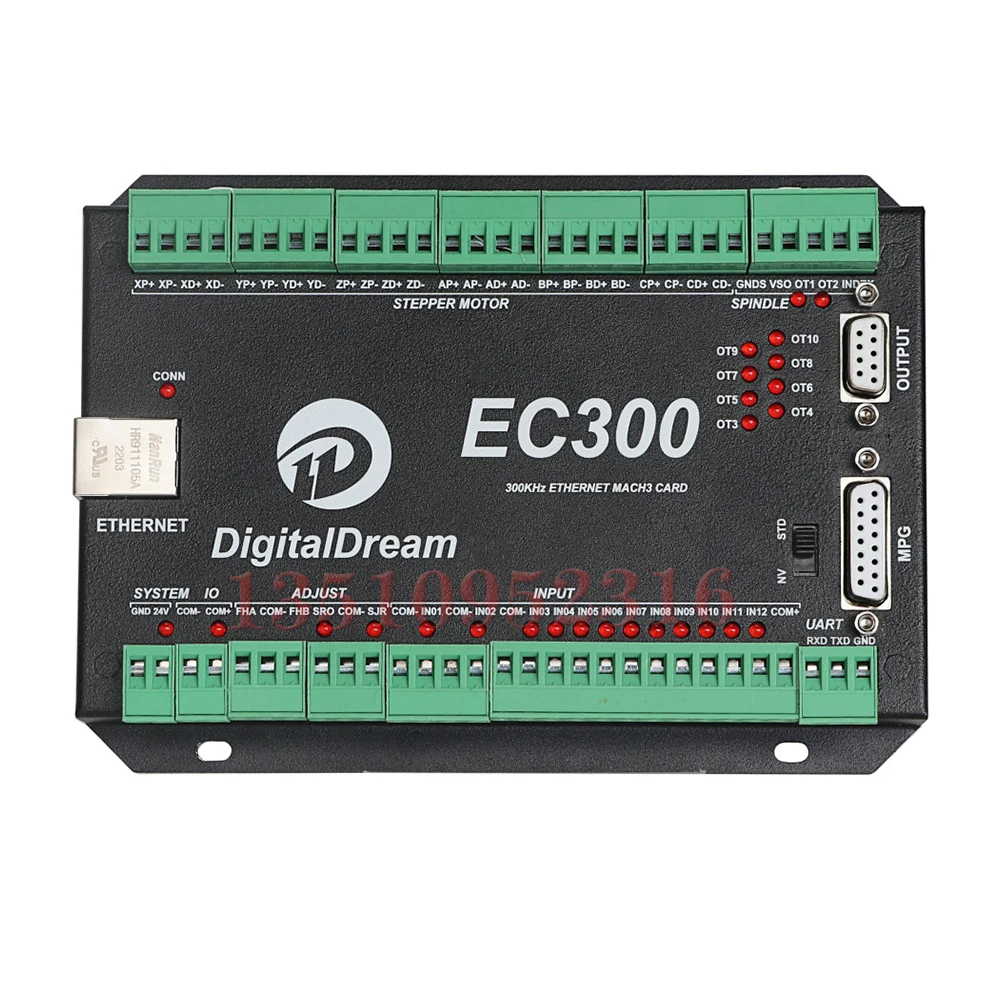ترقية جديدة Ec300 Mach3 إيثرنت بطاقة التحكم التصنيع باستخدام الحاسب الآلي وحدة تحكم الحركة واجهة المجلس 300 كيلو هرتز لآلة التوجيه باستخدام الحاسب الآلي أداة مخرطة