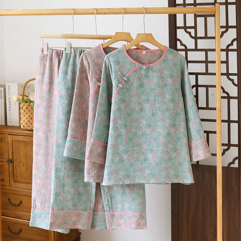 

New Arrival Sleepwear Cotton Pajamas For Women Pyjama Set 2025 New Autumn Floral Long Sleeve night Wear Female Nightie