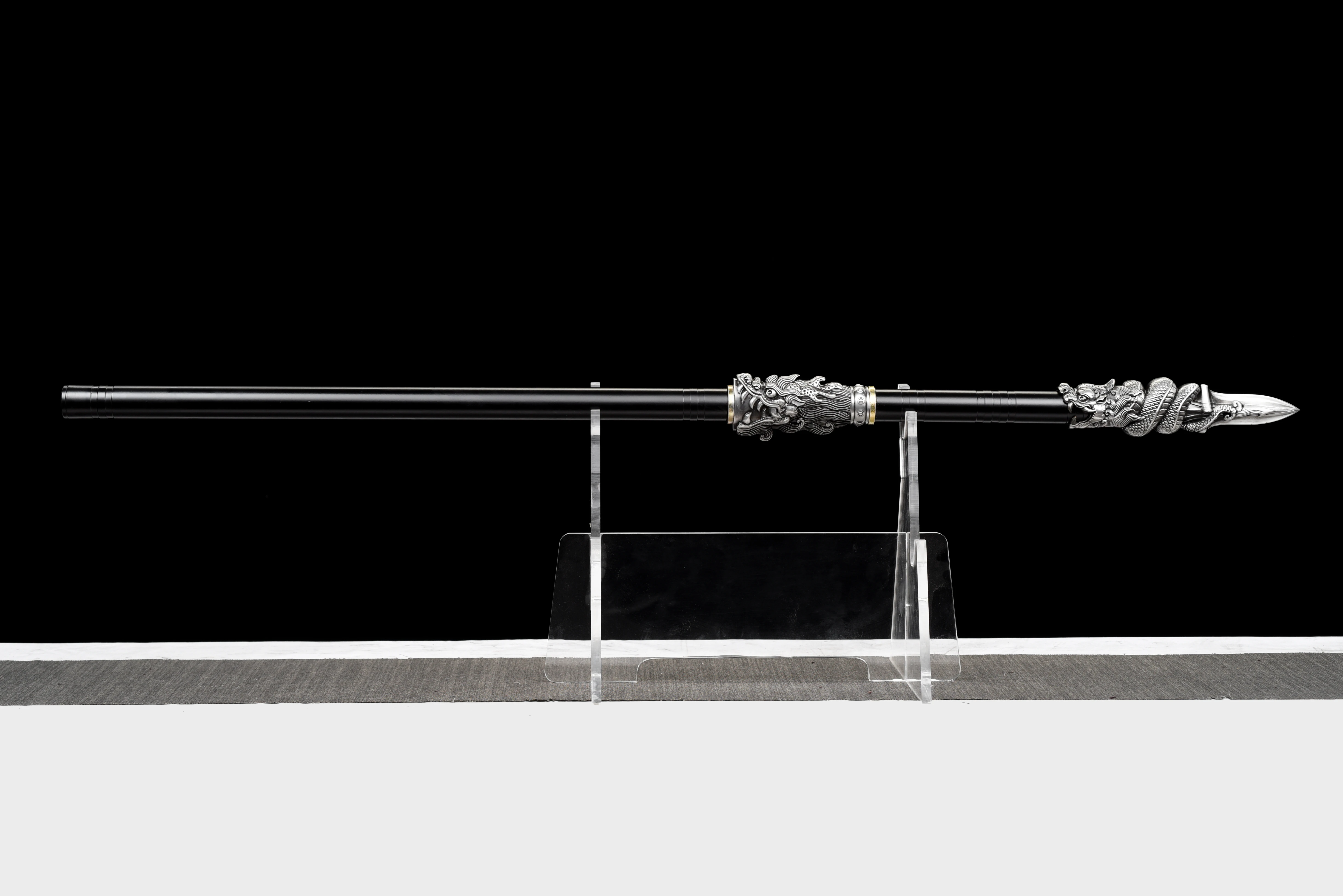 

102cm Medieval silver dragon design stylish staff sword, 1060 carbon steel sharp weapon, battle readiness samurai sword, Europea