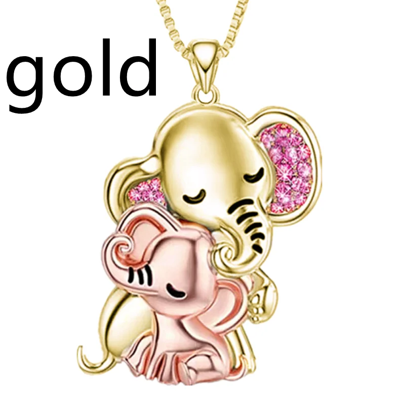 Fashion Elephant Necklace Two-color Stainless Steel Animal Pendant Engagement Necklaces for Women Animal Jewelry Halloween Gift