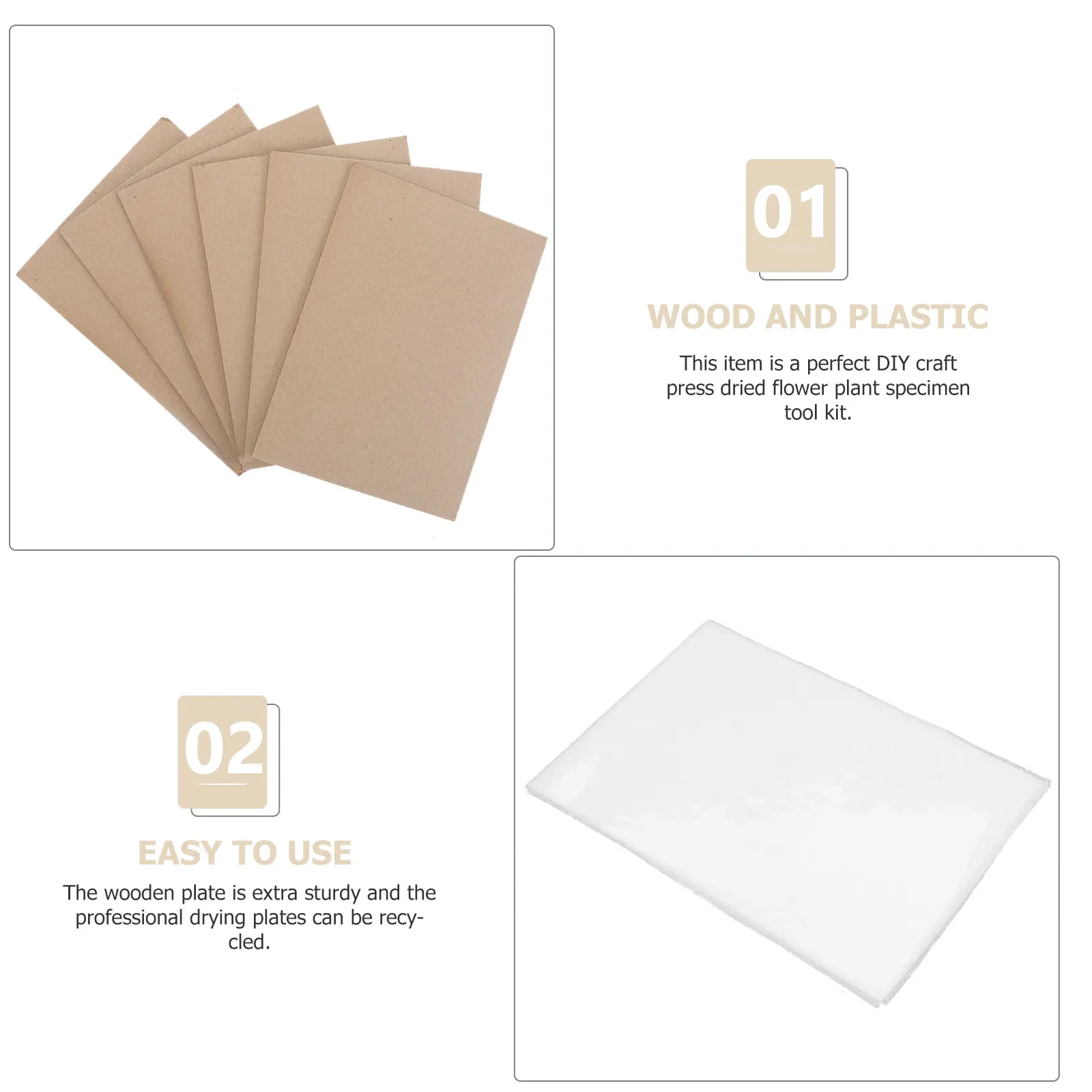 

1 set 1 Set Flower Pressing Kit Wooden Plant Leaf Press Tool Dried Flowers Embossing Diy Specimen Multi-Layer Microwave Drying