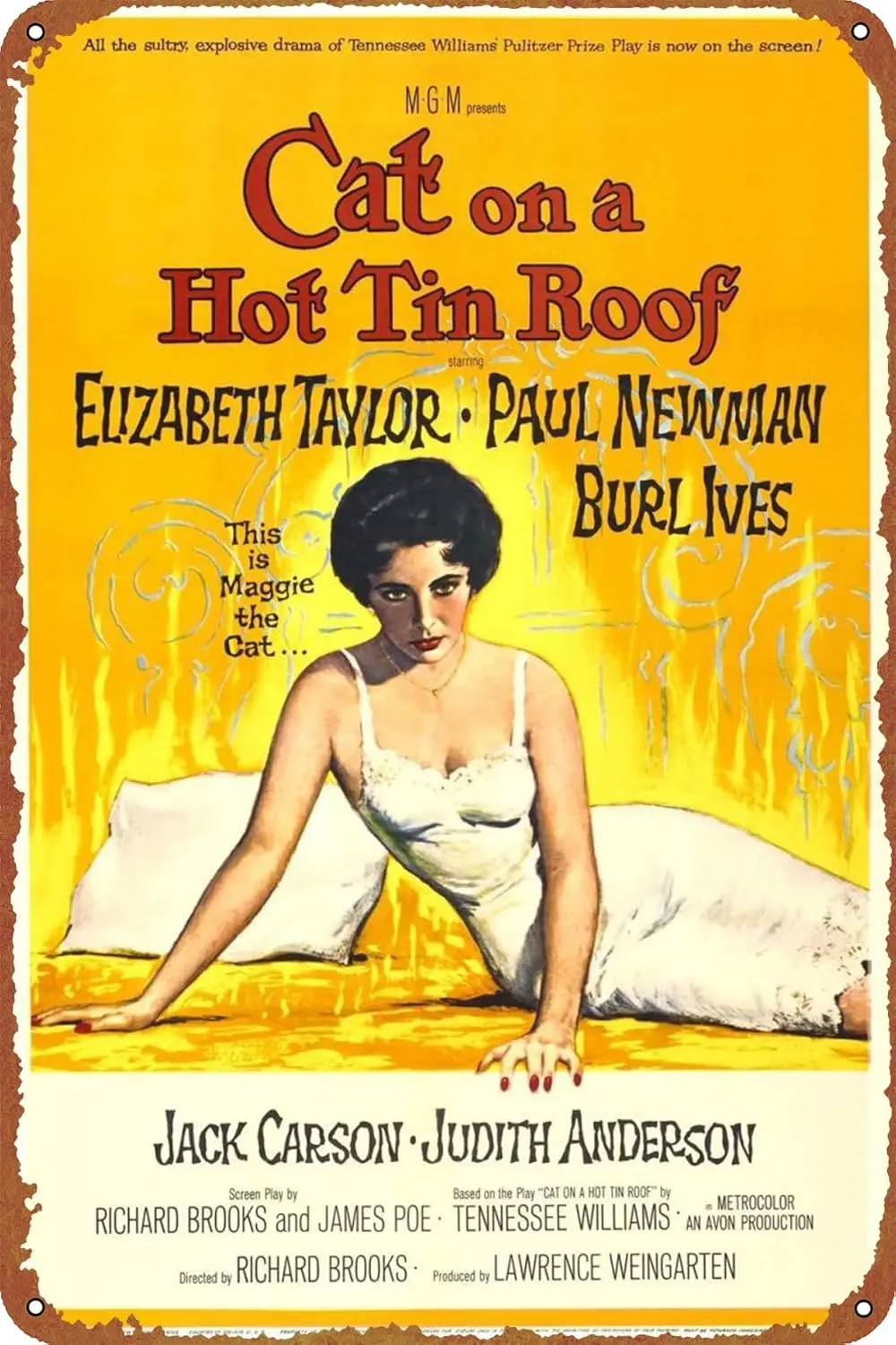 Cat on a Hot Tin Roof Vintage Metal Tin Sign Garage Sign Wall Decoration Old Car Shop Poster Oil Station Sign 8 × 12 inches sign