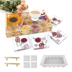 DIY Crystal Epoxy Resin Silicone Mold Rectangular Tray Coaster Cup Pad Table Oranment Decoration Mould Mirror Silicone Molds