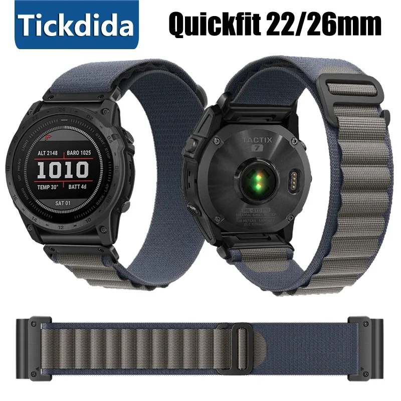 

Quickfit 22mm 26mm Nylon Strap for Garmin Enduro 3 Tactix 7 Smart Watch Band for Garmin Fenix 8 E 7X 6X Pro 5X Plus Accessories