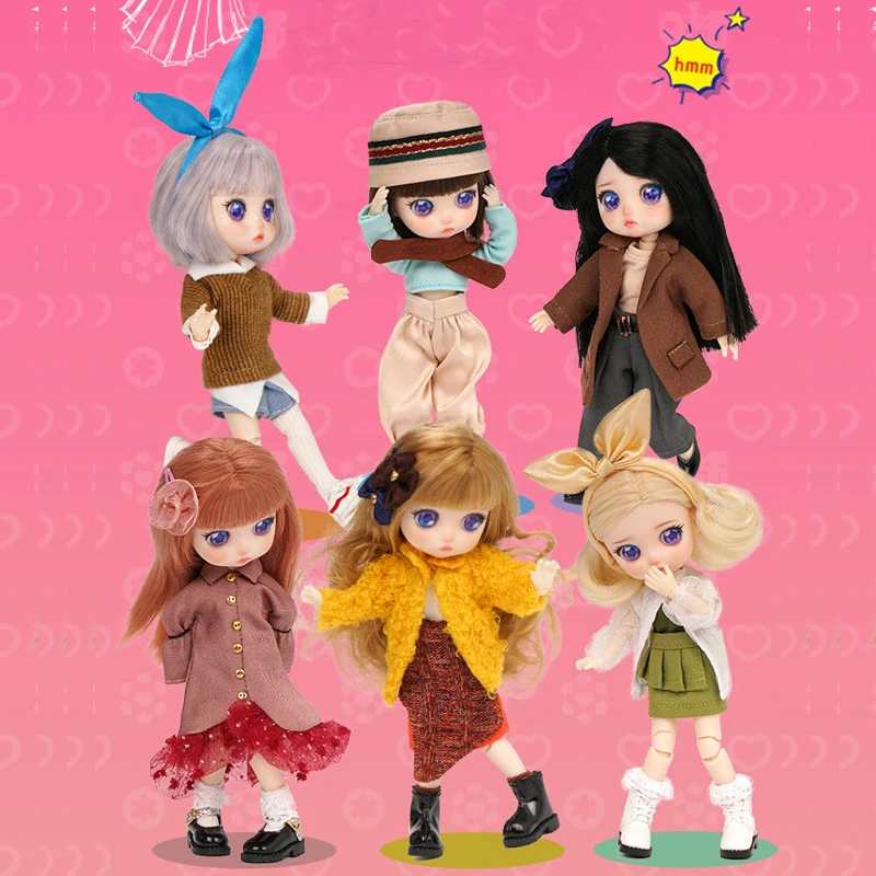 

15cm Kawaii Fashion Girls Jointed 1/12 Bjd Doll Clothes Dress Mystery Blind Box Collectible Children Toys Surprise Birthday Gift