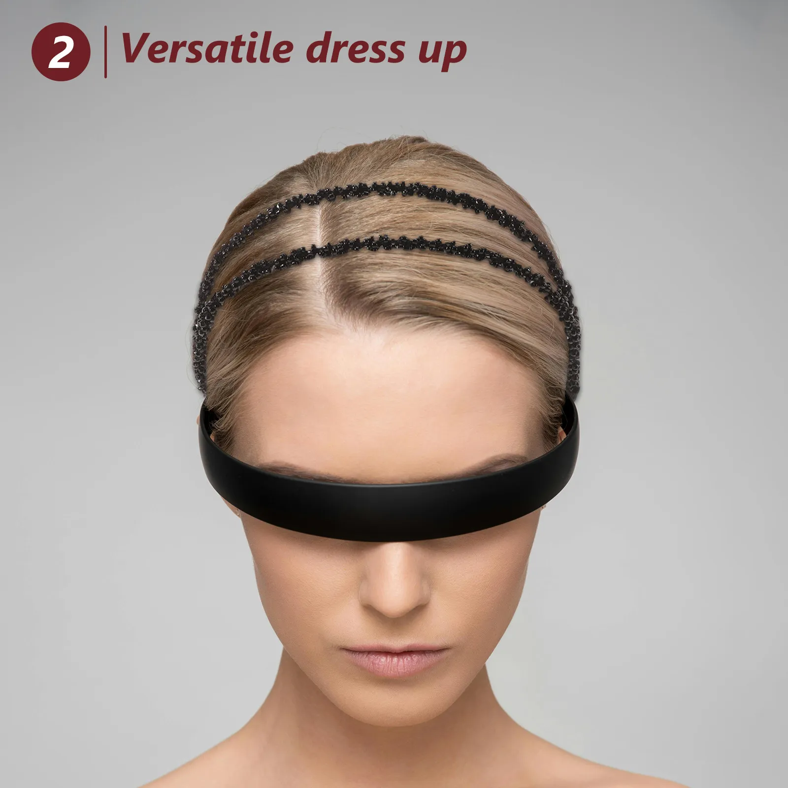 Boho Headband Beaded Elastic Fashion Headpiece Head Jewelry Women Hair Accessory for Special Occasion Party Wedding