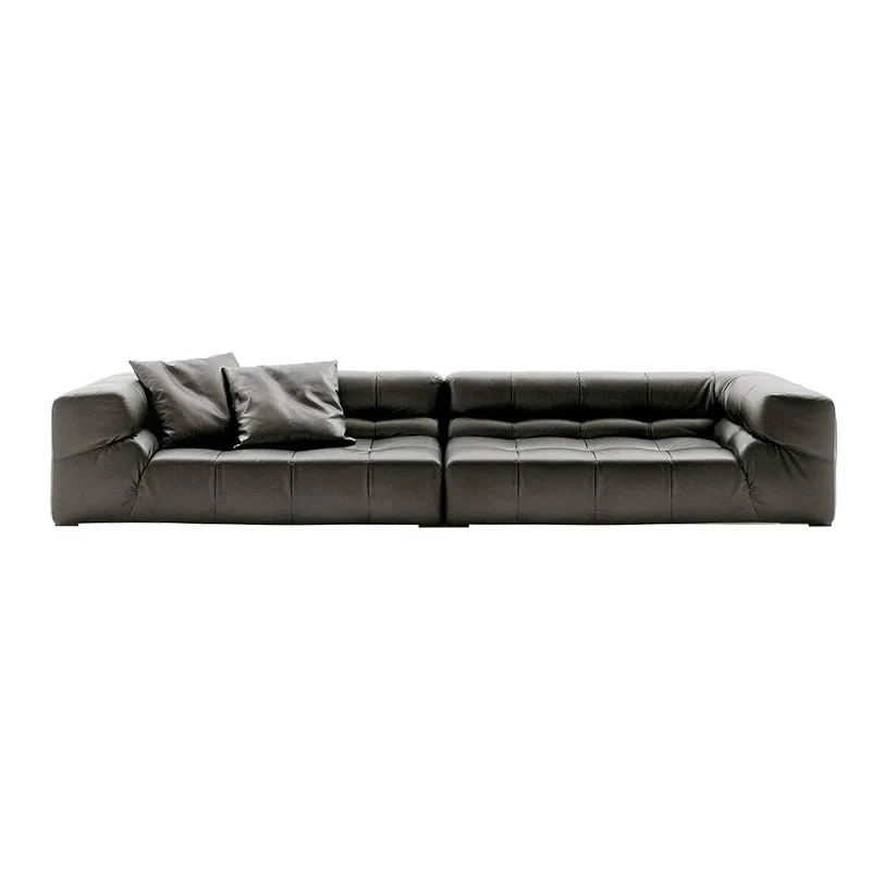 Internet-Star-Sofa im italienischen Designer-Stil: Modernes, schlichtes Tofu-Block-Modul-Sofa aus Schokoladenbraunem Stoff