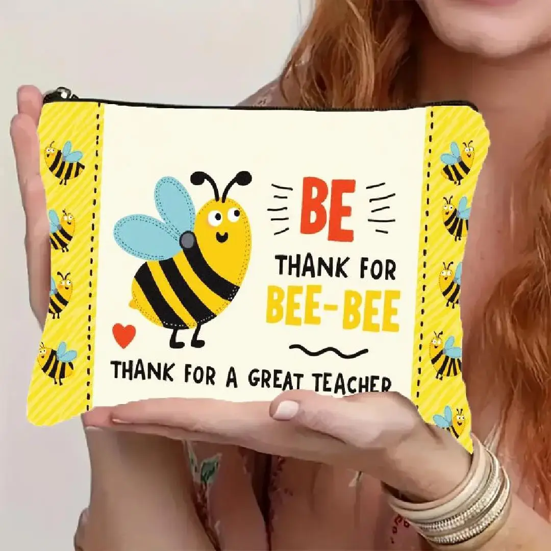 

A Cute Bee-themed Makeup Bag- Multifunctional Zipper Pouch, Jewelry Storage Bag, Perfect Travel Zipper Small Storage Bag.