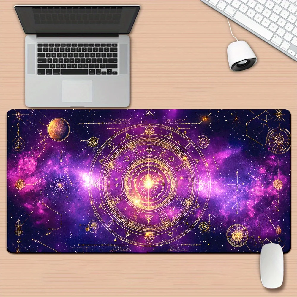 Mystical Galaxy Zodiac Astrological Wheel XXL Extended Mouse Pad Durable Rubber Desk Mat for Gaming Office