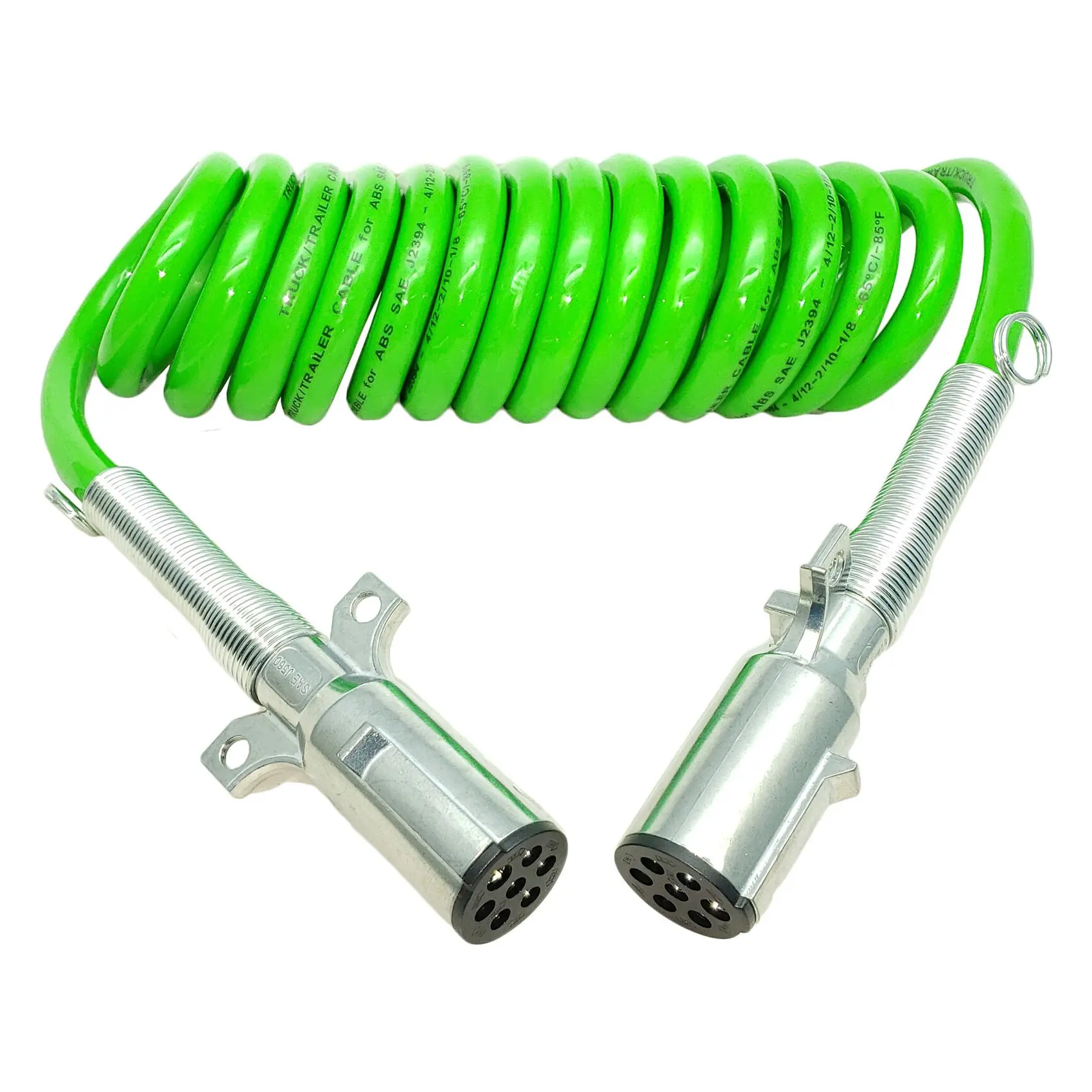 7-Way ABS 15 Inch Green Coil Trailer Electric Cable Power Cord 12 Inch Lead EL27715 590161