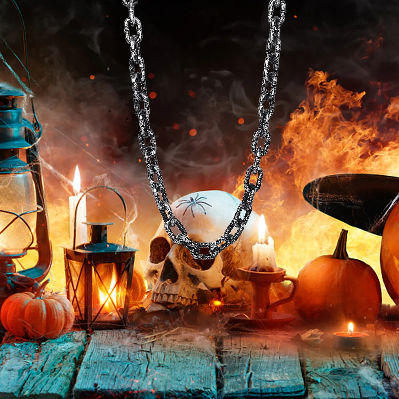 

1pcs 151.5Cm Halloween Plastic Fake Chains Prison Costume Accessory For Haunted Party Decorations, Pirate Events, Reusable