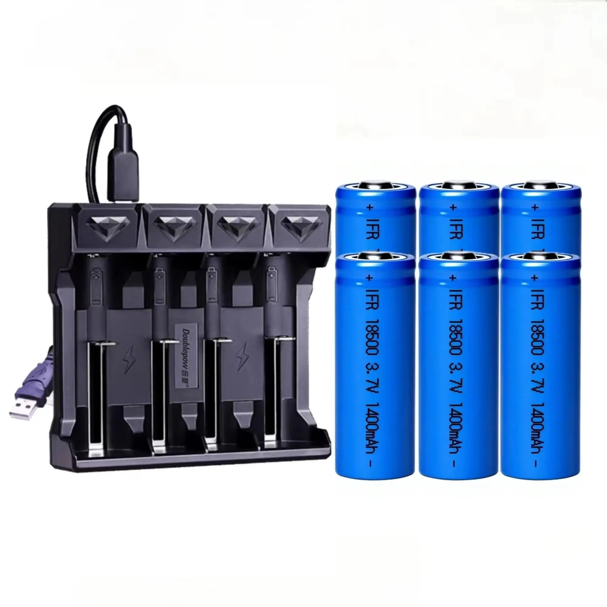 

6PCS 18500 3.7V 1400mAh Rechargeable Lithium Battery Charger for Flashlight Loudspeaker Wireless keyboard Electric toothbrush