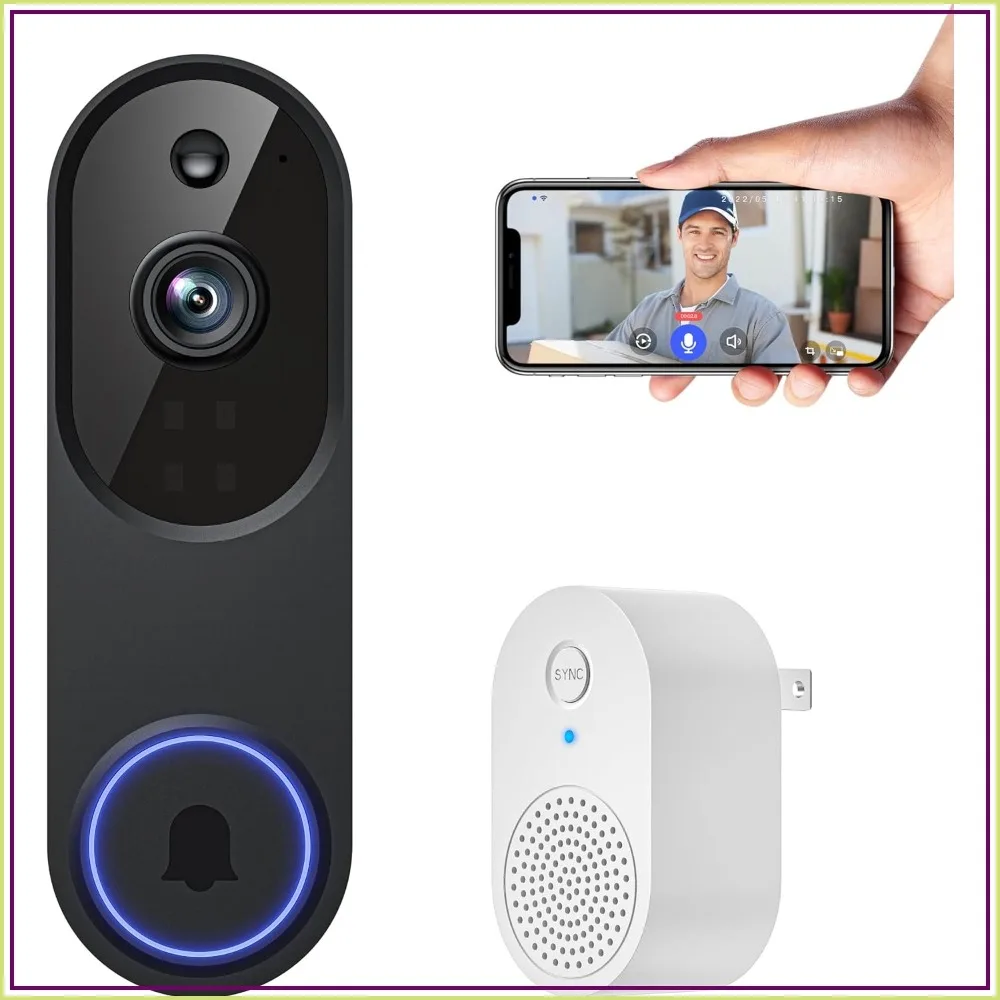 

Smart Video Doorbell Camera 1080p WiFi, AI Human Detection, Night Vision, 2-Way Audio, Cloud Storage, Battery Powered, Indoor/Outdoor