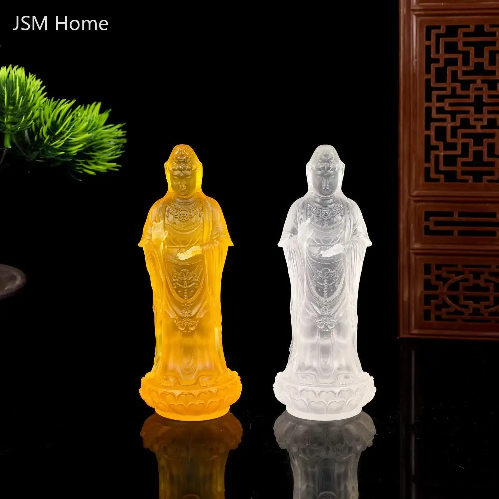 High 13cm Guanyin Buddha Statue Water Glaze Living Room Home Buddha Hall Offering