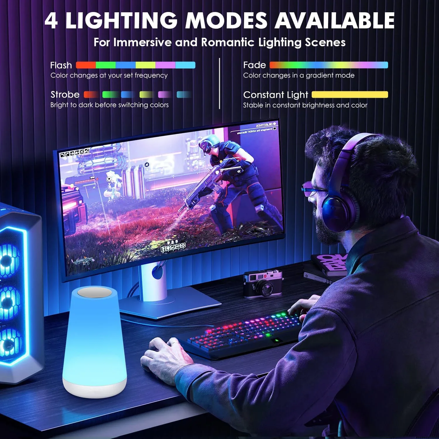 

13 Color Changing Night Light RGB Remote Control Touch Dimmable Lamp Portable Table Bedside Lamps USB Rechargeable Night Lamp
