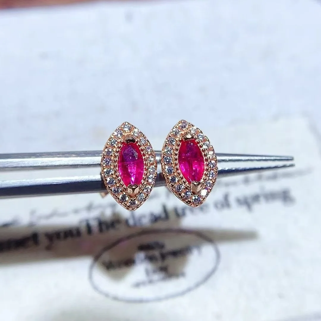 

KJJEAXCMY High End Women's Earrings Natural Ruby S925 Silver with Electroplating Boasting High Clarity Full Brilliance Gift