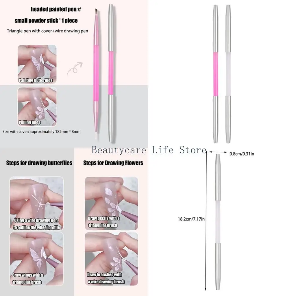 652C Pack of 2 Double Head Art Brushes Triangular Grip Transparent Barrels AntiDry Caps