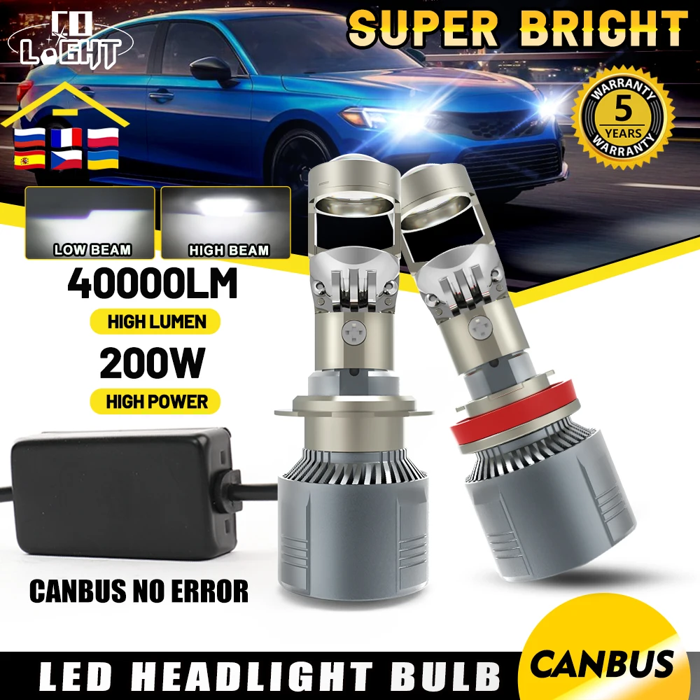 

CO LIGHT H4 H7 Led Projector HD Lens 40000LM H11 9005 HB3 9006 HB4 LHD/RHD STG Canbus Super Bright 200W Powerful Mini Car Lights