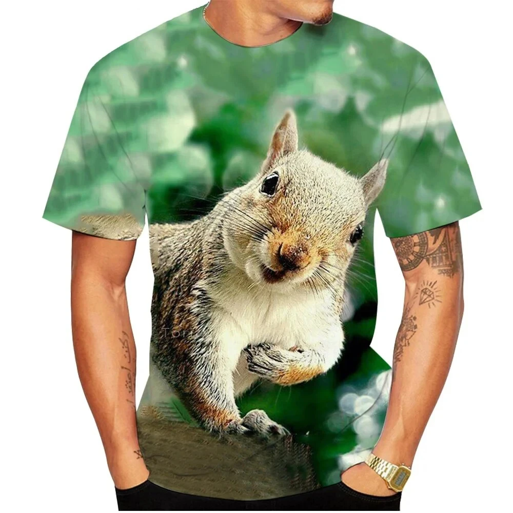Fashion Summer Funny Squirrel 3D Print T-Shirts Streetwear Men Harajuku Casual Oversized O-Neck T Shirt Tees Tops Clothing