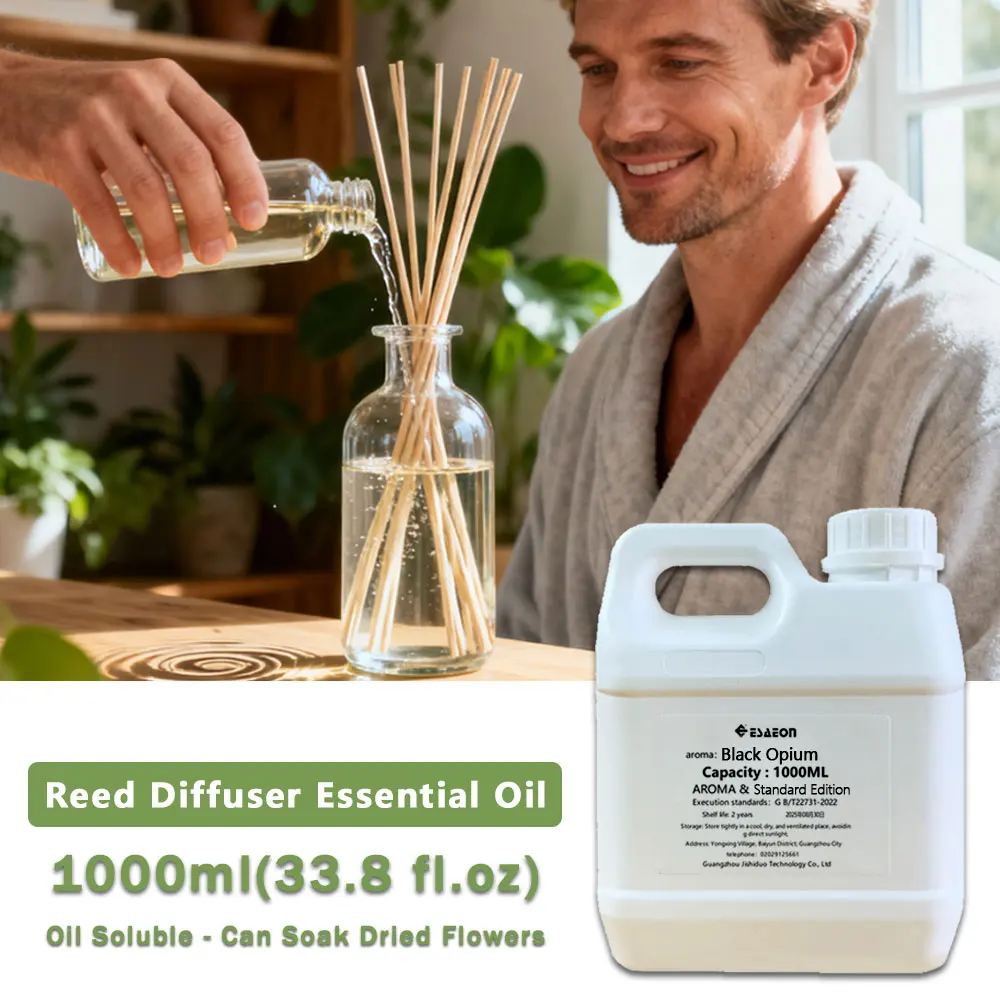 ESAEON 1000ml (33.8 fl.oz) Black Opium/Sage And Sea Salt Essential Oil - For Hotel/Toilet Reed Diffuser & Fireless Aromatherapy