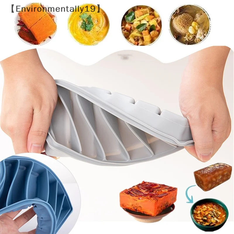 Almacenamiento gigante para comida, salsa de comida con tapa, bandejas de silicona para congelador, sopa Extra grande, hielo, bandeja de 6 cubos, moldes para congelación de alimentos