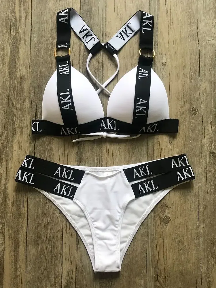 Sexy 2023 bikini set Brief print badpak vrouwelijke push up Bandage zwarte badmode vrouwen Biquini Zwemmen badpak Bader