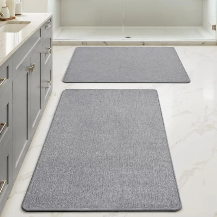 

Набор из 2 ультратонких ковриков для ванной комнаты, резиновые нескользящие быстросохнущие впитывающие коврики для ванной, машинная стирка, подходят для установки под раковину.