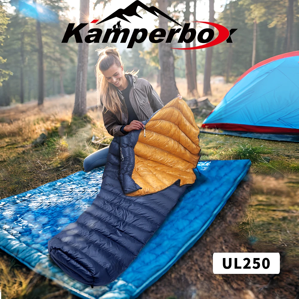 Kamperbox Ultralekki śpiwór puchowy Camping Outdoor Śpiwór kempingowy puchowy UL250