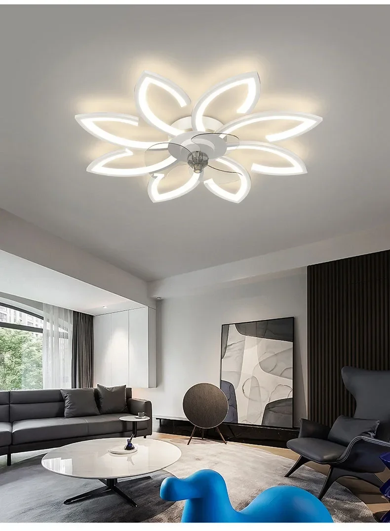 2024New LED Modest Ceiling Pendant Lamps with Remot Control Living Dining Room Bedrooms Home Decor Hanging Fan Lighting Fixtures