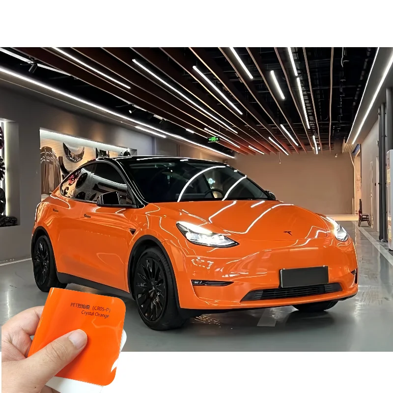 

PPF PET Crystal Orange Car Vinyl Wrap Film High Gloss Air Release Not Layered Nano Ceramic UV Blocking Scratch Defense Flame
