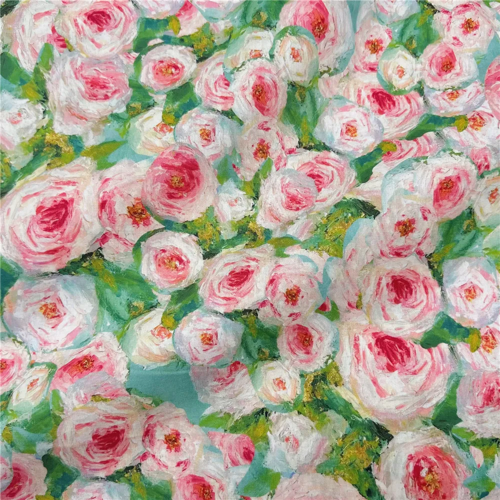 145cm wide Beautiful Rose cotton poplin fabric handmade DIY bag skirt baby clothes