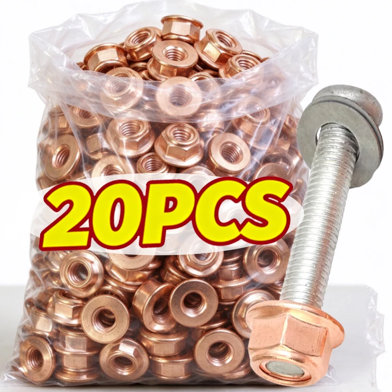Car Plated M8 Exhaust Nut 10/20pcs High Temperature Self Locking Flange Nuts for Manifold Downpipe Studs Repair Accessories
