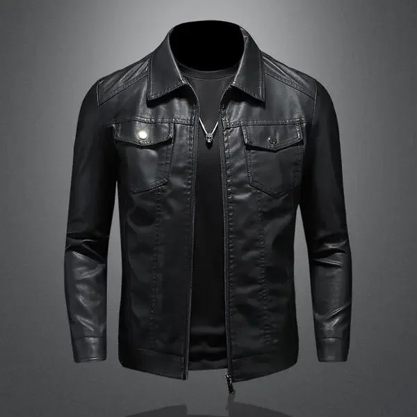 

New Spring Autumn Winter Korean Style Slim Trendy Velvet Thickened Motorcycle Jacket Men's Leather Coats
