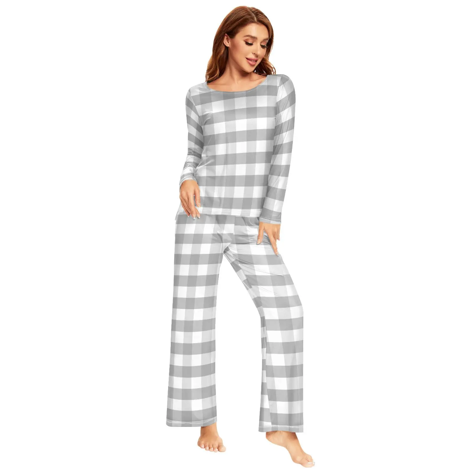 2026 novos pijamas femininos inverno pijamas grade padrão impressão conjuntos de roupa interior quente roupas interiores