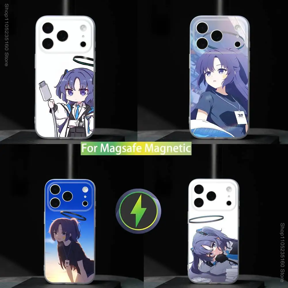 

Hayase Yuuka Blue A-Archive For iPhone 11,12,13,14,15,16,17,Pro,Max,Plus,Mini,SE4,E Phone Case Magnetic For Magsafe Wireless