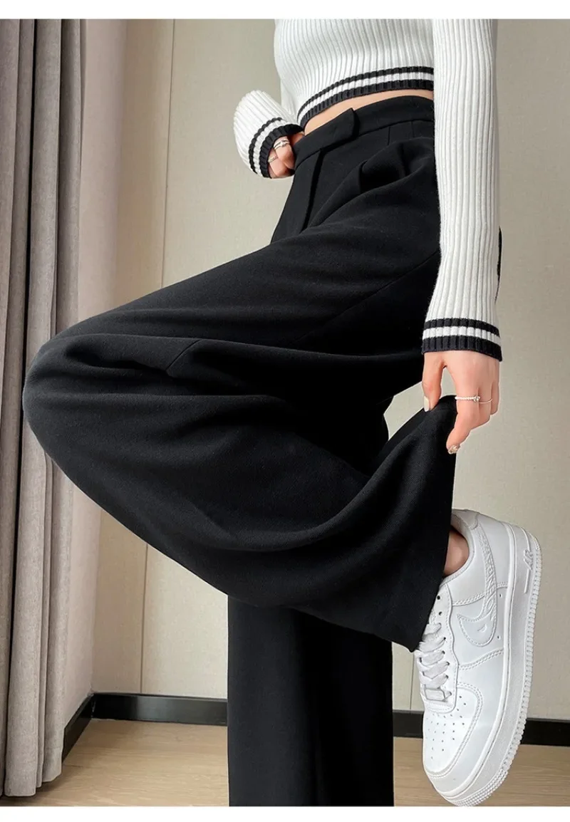 Korean Spring Slim High Waist Straight Women's Pants Casual Solid Color Loose Female Wide Leg Pants Fashion Office Ladies Y2k