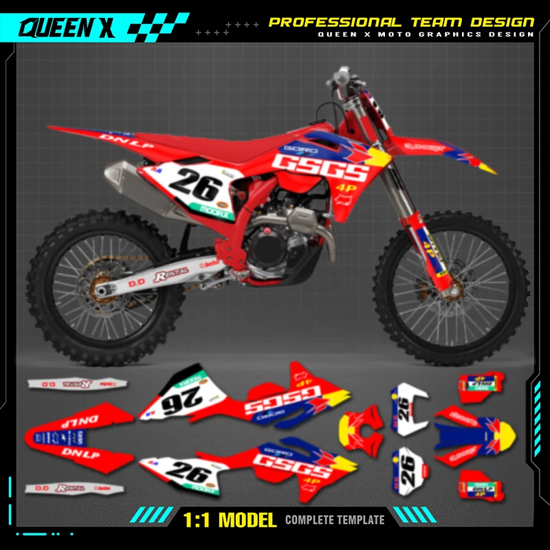 Queen X MOTOR Custom Team Graphics Backgrounds Decals For 3M Stickers Kit For GASGAS GAS GAS 2024 2025 2026 EC MC 002