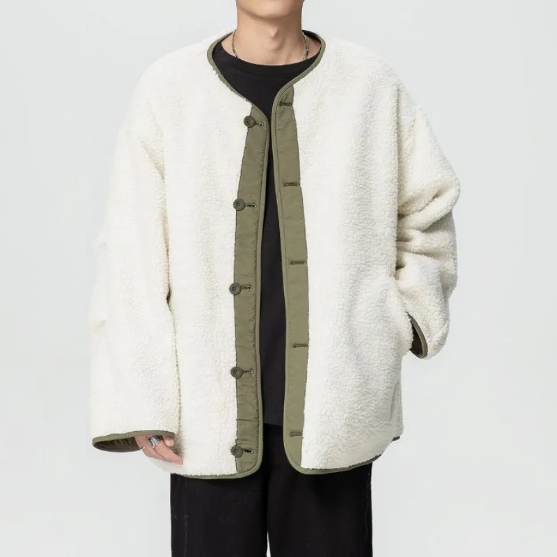 النمط الصيني على الوجهين يمكن ارتداؤها القطن وسادة مبطنة الرجال تقليد صوف الضأن سميكة سترات الشتاء الدافئة مبطن القطن معاطف #3