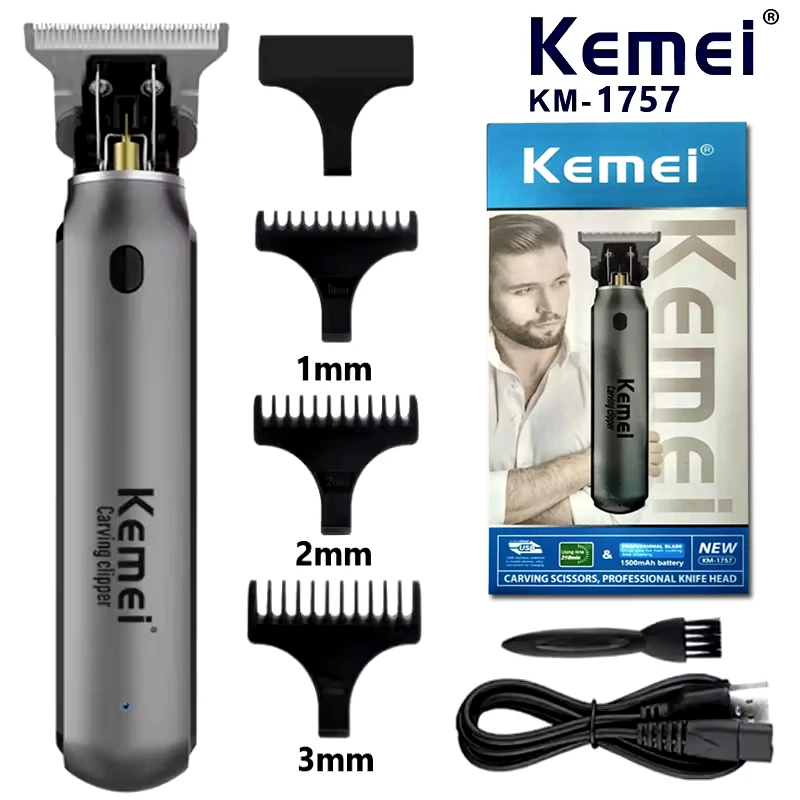

Kemei Hair Clippers Men's Beard Trimmer Zero Gapped T-Blade Mini Hair Cutting Machine Cordless Professional clippers KM-1757