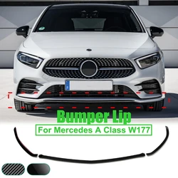 3pcs Car Front Lower Bumper Lip Splitter Canard Trim For Mercedes-benz A Class V177 W177 A35 A180 A200 A220 A250 AMG 2019-2022