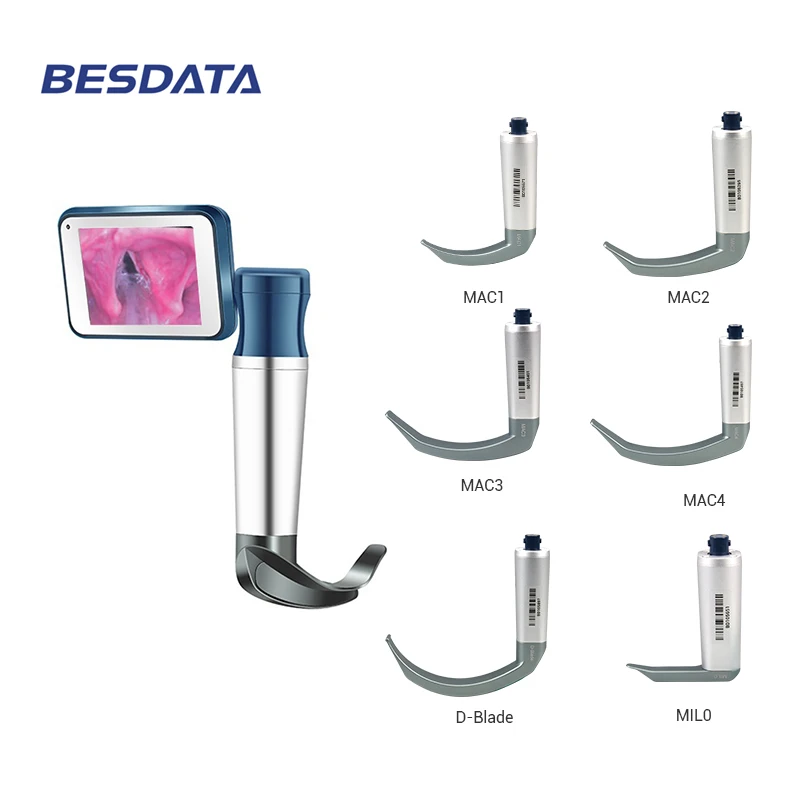 BESDATA Reusable Rigid Intubation VideoLaryngoscope laryngoscopy Replace Video Laryngoscope set with ca.mera