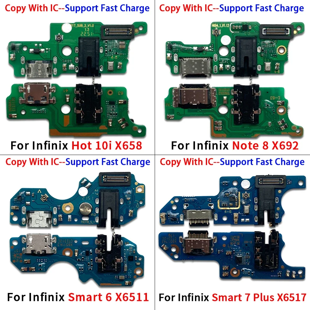 For Infinix Hot 9 Play 10 Lite 10i 11 20 Note 8 8i 12 30 5G Smart 6 Plus 7 USB Charging Port Board Flex Cable Connector Parts