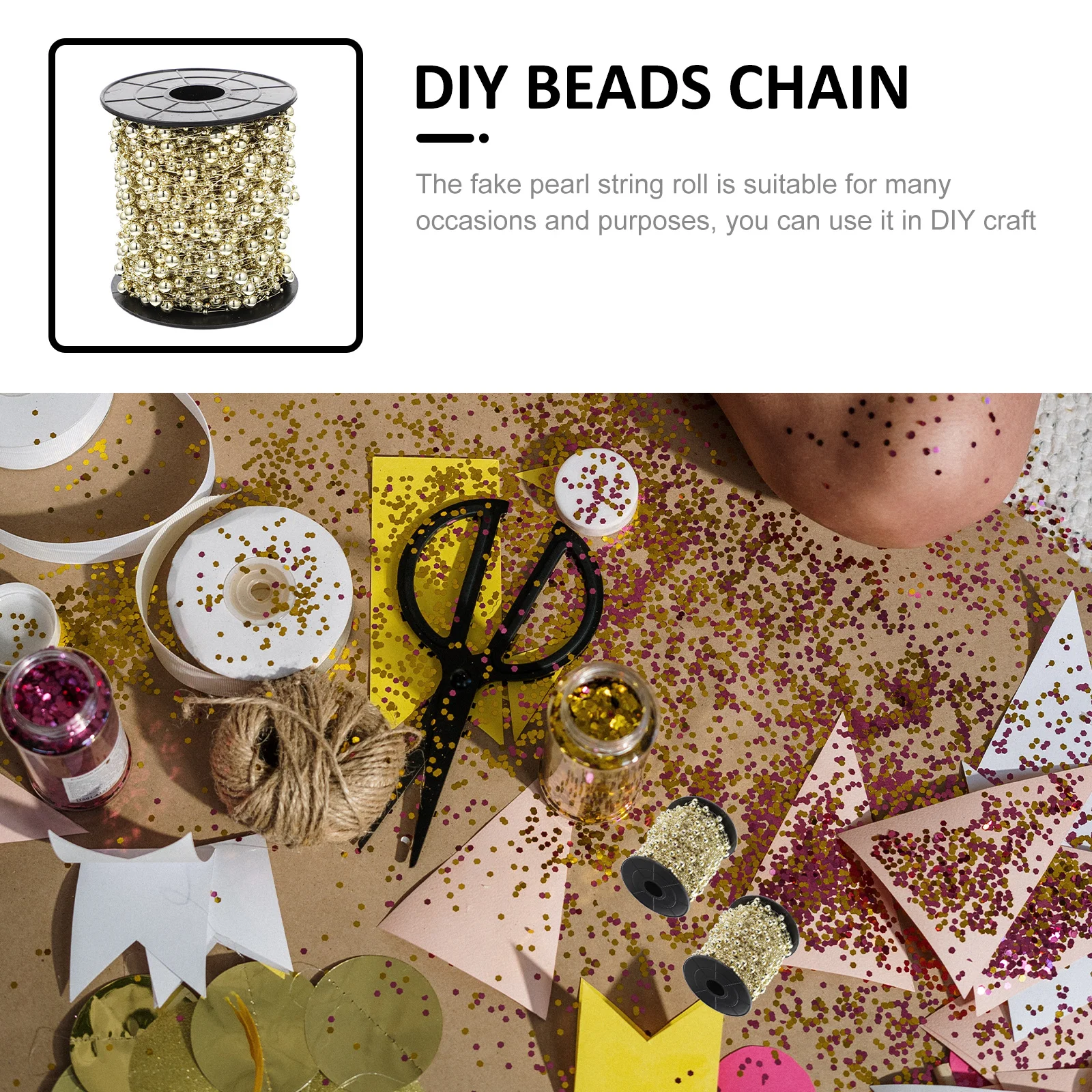 

Pearl Beads for Crafting Chain Christmas Decoration Artificial Golden DIY Decorations Garland