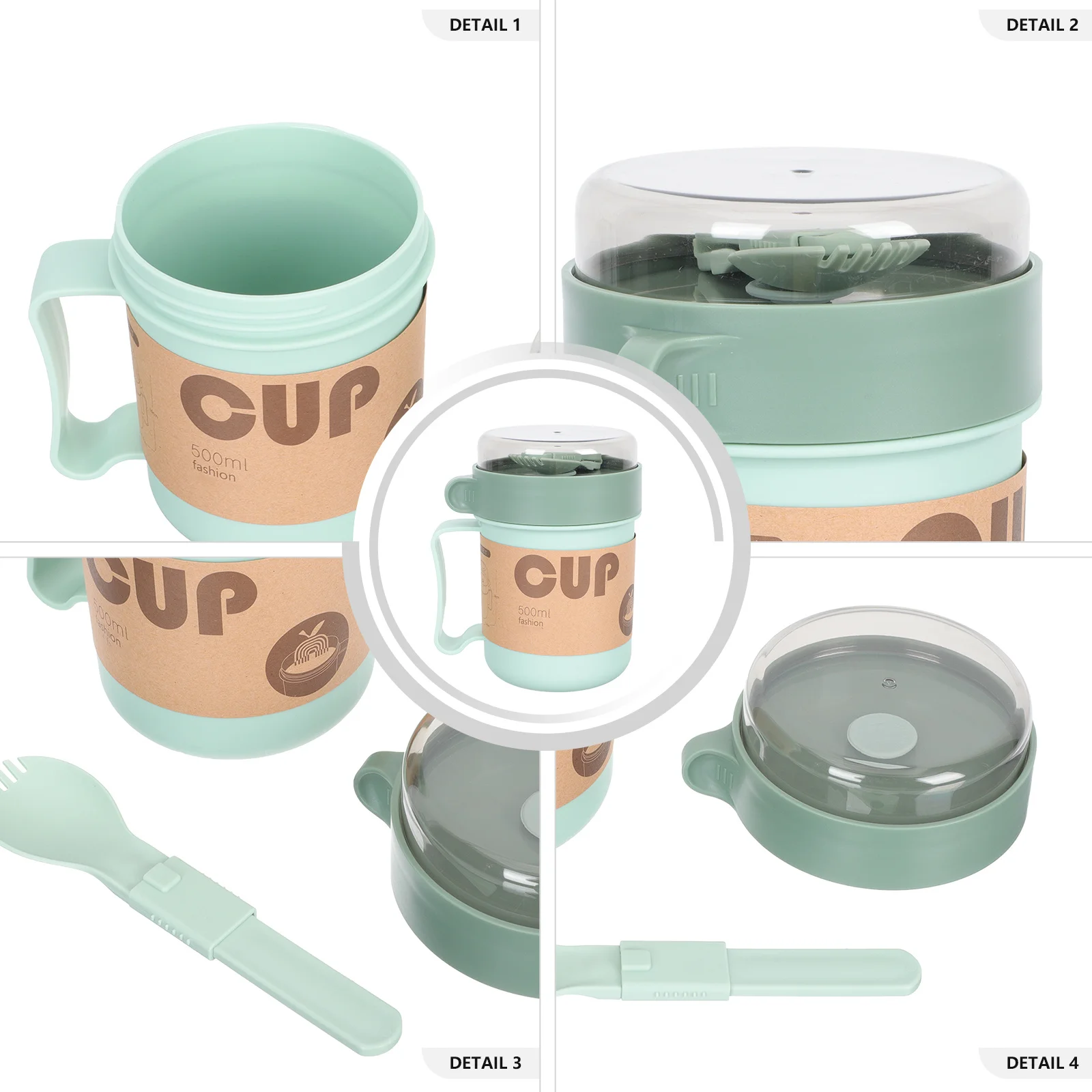 

1Set Handheld Microwave Cup Portable Soup Container Easy Clean Material Wear Resistant Anti Slip Bottom