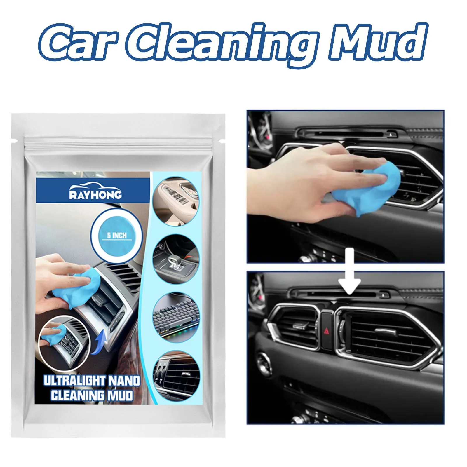 Reusable Car Cleaning Gel Duster Car Interior Cleaning Magic Clay Auto Air Vent Outlet Dashboard Laptop Cleaning Tool Wash Mud